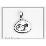 Lion seal Pendant, Ancient Greek Replica Museum Necklace for Him: Oxidized Sterling Silver