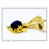 Natural Lapis Lazuli Filigree Byzantine Necklace: Sterling Silver Gold-Filled Genuine Gem Pendant