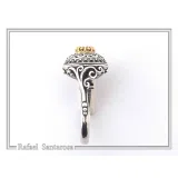 Sterling Silver Ring, 18K Gold Filled Filigree Bezel and 5mm Natural Sky-Blue Topaz