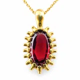Handmade Garnet Pendant: Sterling Silver 18K Gold-Filled Bezel