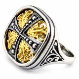 Byzantine Cross Statement Ring: Sterling Silver, 18K Gold Filled, Greek Orthodox Religious Ring