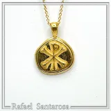 Chi Rho Jesus Christ Religious Pendant: 18k Gold Filled Sterling Silver Orthodox Catholic Charm