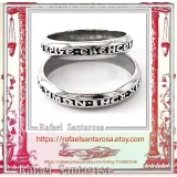 Oxidized Sterling Silver Orthodox Prayer "Kyrie Eleison" Band Ring: Handmade Religious Jewelry