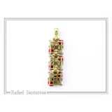 Handmade Rose Flowers Gems Pave Pendant: 18 K Gold-Filled Sterling Silver Beaded Floral Necklace
