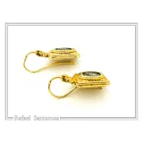 Athena Owl Coin Greek Museum Earrings: 18K Gold Filled Filigree and Oxidised Sterling Silver
