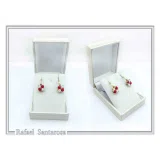 Red & White Roses Rose Flowers Shaped Alabaster Gems Drop Earrings: Sterling Silver 18K Gold-Filled