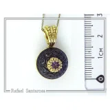 Art Deco Natural Amethyst Pendant: Oxidized and 18K Gold Filled Sterling Silver
