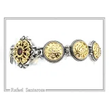 Natural Gemstone Byzantine Beaded Bracelet: Oxidized and 18K Gold Filled sterling Silver