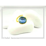 Sea Blue Transparent Enamel Adjustable Ring: Sea Rock Design Sterling Silver 18K Gold Filled