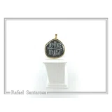 Protection Cross Pendant ICXC NIKA: Oxidized Silver Constantinato Coin on 18k Solid Gold Charm