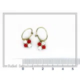 Red & White Roses Rose Flowers Shaped Alabaster Gems Drop Earrings: Sterling Silver 18K Gold-Filled