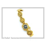Tetradrachm Owl Coin Ancient Greek style Beaded Bracelet: 18k Gold Filled & Oxidized Sterling Silver