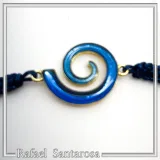 Blue Enamel Spiral Eternity Symbol Macrame Cord Charm Bracelet: 18K Gold Filled Sterling Silver