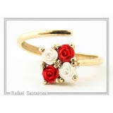 Alabaster Gems Rose Flower shaped Adjustable Ring: Sterling Silver 18K Gold-Filled, Floral Jewelry