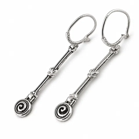 Spiral Dangle Earrings with Hercules Knot design: Sterling Silver Ancient Greek Museum Jewelry