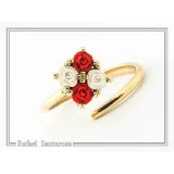 Alabaster Gems Rose Flower shaped Adjustable Ring: Sterling Silver 18K Gold-Filled, Floral Jewelry