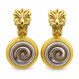 Antefix Greek Spiral Earrings, Sterling Silver, 18k Gold Filled, Hellenic eternity symbol Drop Earrings