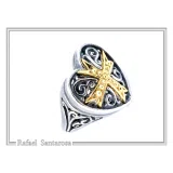 Holy Heart Knight Ring: Medieval Maltese Cross 18K Gold Filled on Oxidized Sterling Silver