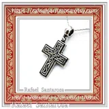 Oxidized Sterling Silver Men Cross Pendant: Byzantine Design Christian Necklace