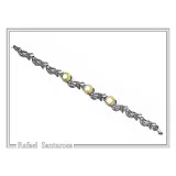 Natural Lapis Lazuli Olive Leaf Floral Beaded Bracelet: Oxidized and 18K Gold Filled Silver