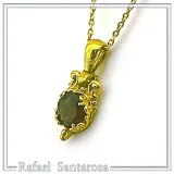 Brilliant Cut Red Garnet Byzantine Style Filigree Necklace: Sterling Silver 18K Gold-Filled Pendant