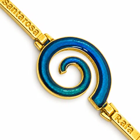 Spiral Sea Blue Enamel Charm Bracelet: Eternity Symbol of Galaxy 18K Gold Filled Silver