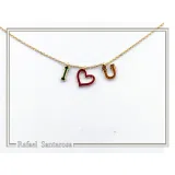 Personalized "I Love You" Red Heart Necklace: Sterling Silver 18K Gold Filled, Red Enamel