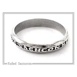 Oxidized Sterling Silver Orthodox Prayer "Kyrie Eleison" Band Ring: Handmade Religious Jewelry