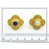 Byzantine Christian Cross Genuine Lapis Lazuli Ring: 18K Gold Filled Sterling Silver Filigree