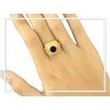 Byzantine Handcrafted Natural Lapis Lazuli Sterling Silver Ring: 18k Gold Filled
