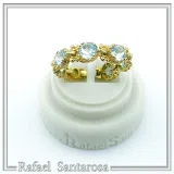 Byzantine Genuine Sky-Blue Topaz Filigree Beaded Ring: 18k Gold Filled Sterling Silver