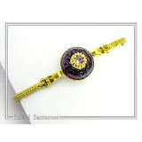 Art Deco Silver Bracelet: Amethyst, Topaz, Garnet, Gold Filled Filigree