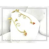 Gold-Filled Sterling Silver Rose Earrings: Red & White Alabaster Flowers