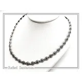 Spiral Eternity Symbol Beaded Necklace: Ancient Greek Museum Replica Jewelry Oxidized Sterling Silver