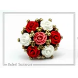 Floral Rose Flowers Shaped Alabaster Gems Stud Earrings: Bouquet of roses Silver Earrings
