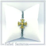 Byzantine Filigree Cross Bracelet: Oxidized and 18K Gold Filled Sterling Silver