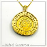 Byzantine Christian Prayer Talisman Necklace: Oxidized Sterling Silver, 18K Gold-Filled, Transparent Blue Enamel