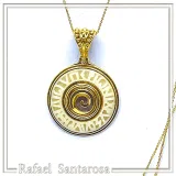 Ancient Greek Prayer Hymn to God Sun Pendant: 18k Gold Filled Silver, Sculptured Marble