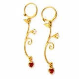Gold-Filled Sterling Silver Rose Earrings: Red & White Alabaster Flowers