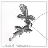Byzantine Cyrillic Prayer Cross Locket Necklace: Russian Type Sterling Silver Reliquary Cross Pendant