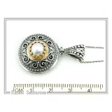 Byzantine natural Pearl Pendant: Oxidized Sterling Silver and Gold-Filled Filigree Necklace