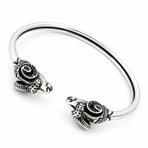 Ram Head Bangle Handmade Sterling Silver: Greek God Pan Symbol, Capricorn zodiac