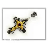 African Genuine Amethyst Byzantine Cross Necklace: Oxidized Sterling Silver & 18K Gold Filled