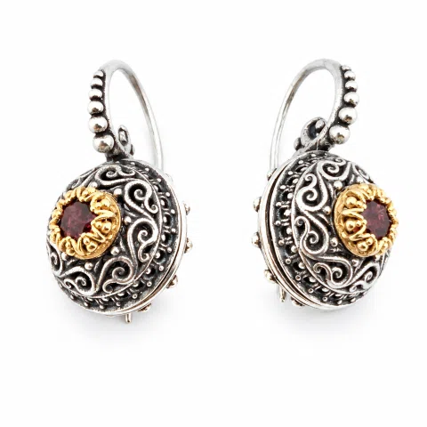 Byzantine Filigree Natural Gem Silver Earrings: Garnet, Topaz, Peridot, Amethyst, Pearl or Lapis