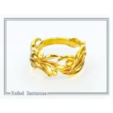 Olive Branch Band Ring, Greek Mythology Floral Jewelry: Oxidized Sterling Silver