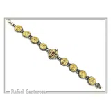 Natural Gemstone Byzantine Beaded Bracelet: Oxidized and 18K Gold Filled sterling Silver