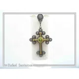 Peridot, Garnet, Topaz, Amethyst, Pearl or Lapis Oxidized Sterling Silver Byzantine Cross Religious Necklace