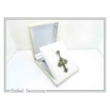 Peridot, Garnet, Topaz, Amethyst, Pearl or Lapis Oxidized Sterling Silver Byzantine Cross Religious Necklace