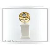 Athena Owl Coin Greek Key Ring with Greek Columns: Oxidized & Gold Filled Sterling Silver