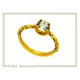 Byzantine Sky-Blue Brilliant Cut Topaz Filigree Statement Ring: 18k Solid Gold Ring for Her
